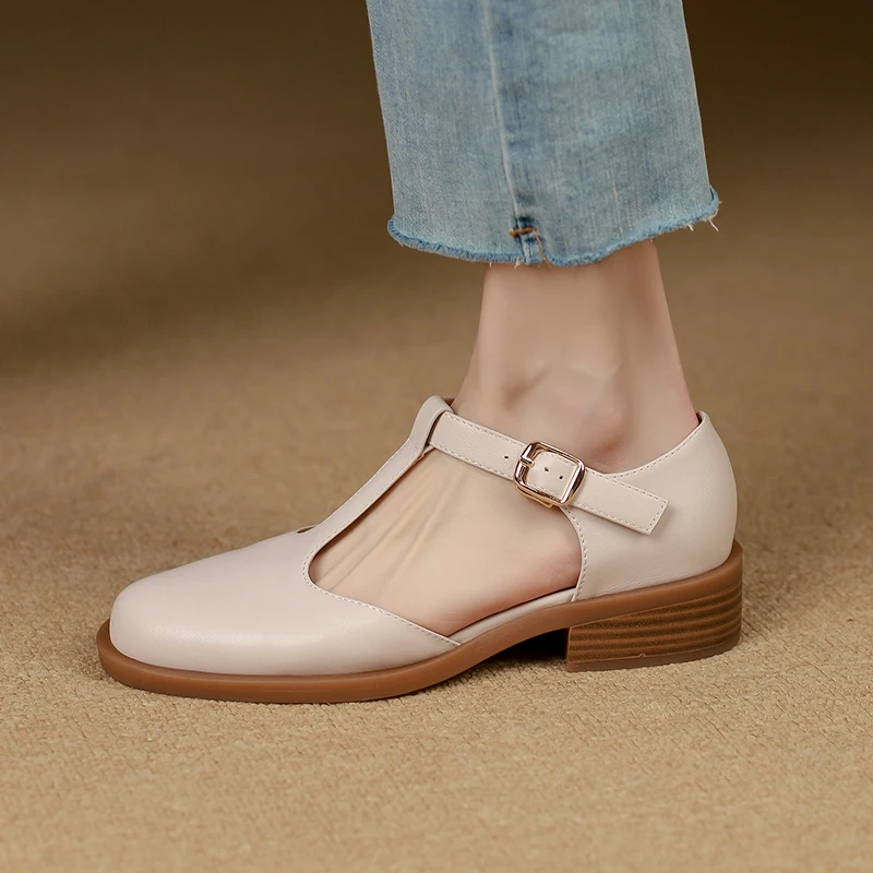 2023 new Women sandals natural leather 22-25cm washed cowhide+ pigskin full leather t-tied Vintage Sandals women summer shoes