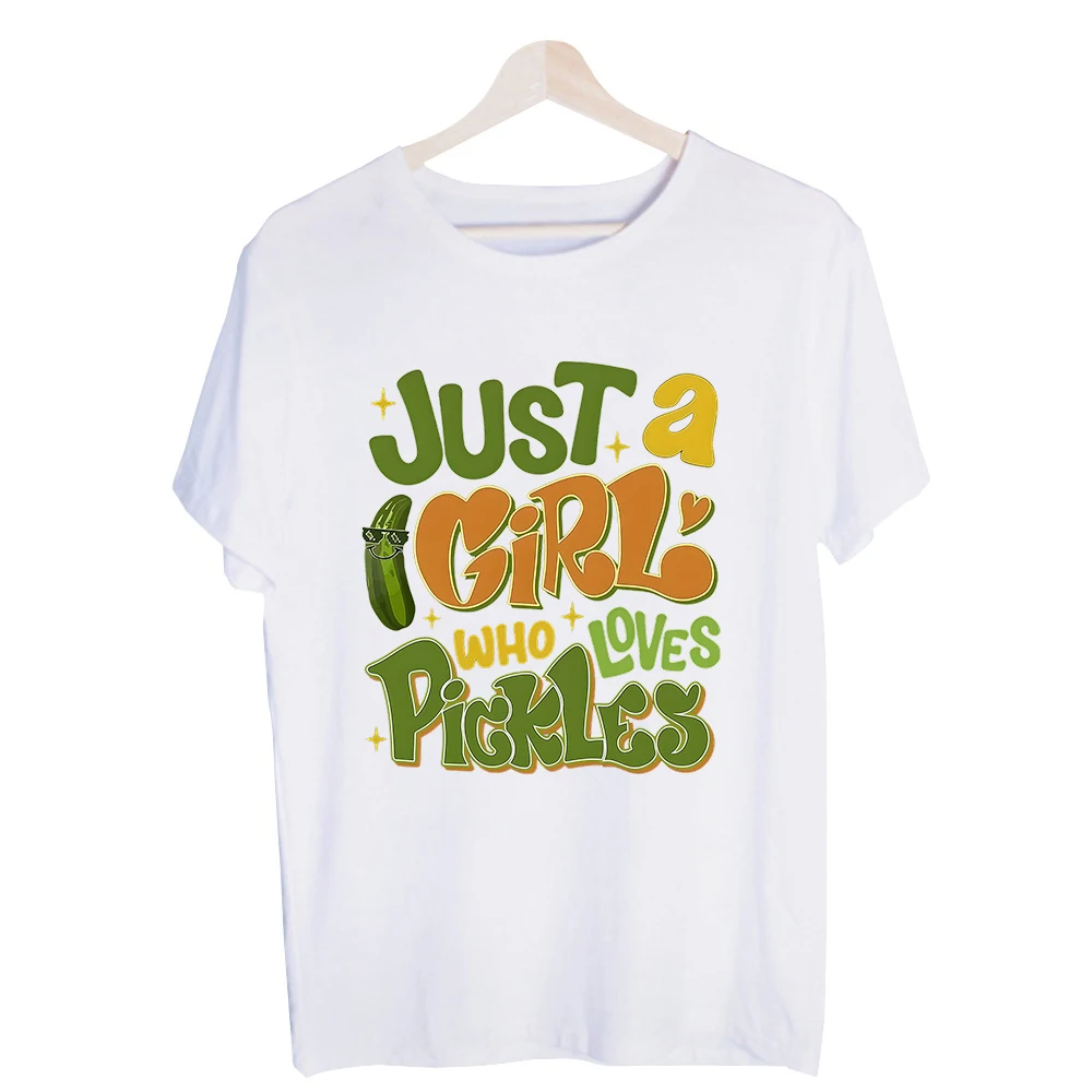 Women's Pickle Typography Graphic Tee, Casual Short Sleeve T-Shirt for Daily Wear and Food Lover Outfits