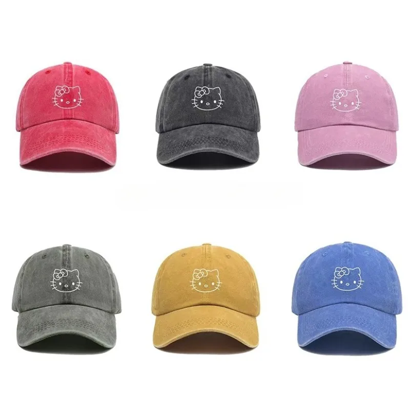 

KT Cat Baseball Hat Cartoon Cute Character Cotton Spring Summer Outdoor Motion Sunscreen Sunshade Women Girls Duck Tongue Hat