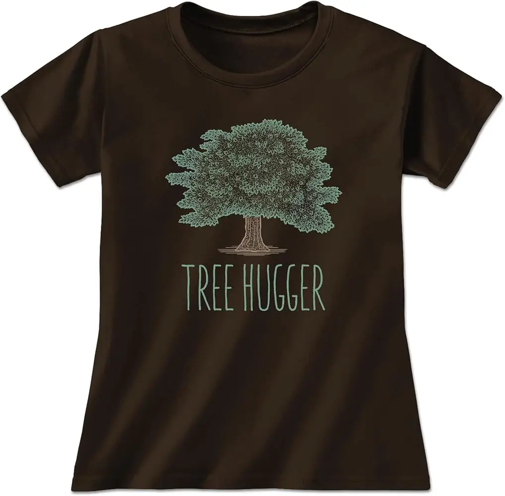 Tree Hugger (Adult Version) Ladies T-Shirt, Dark Chocolate  High Quality 100%Cotton Short Sleeve