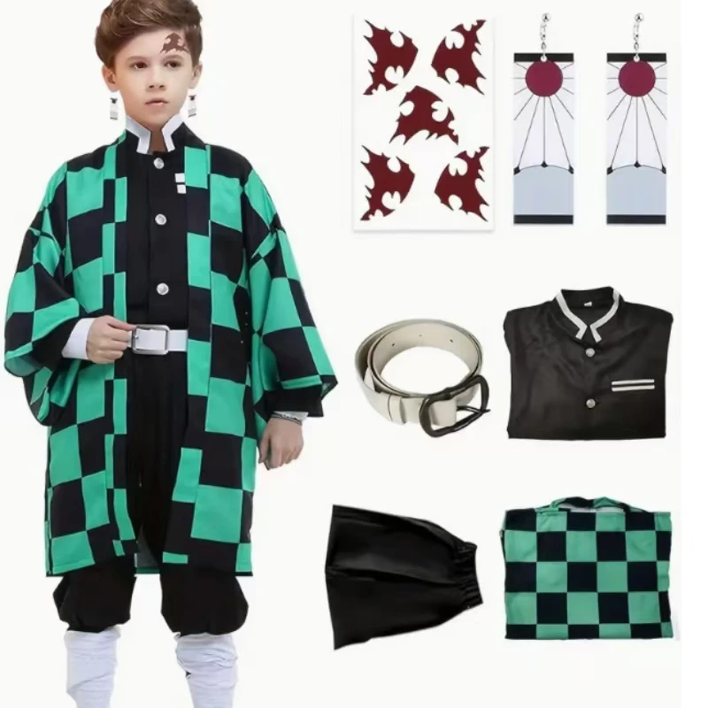 

Tanjiro Kamado Anime Jinx Cosplay Costumes Uniform Outfit Suit And Wig Hair For Man Comic Con Halloween Role Play Costumes