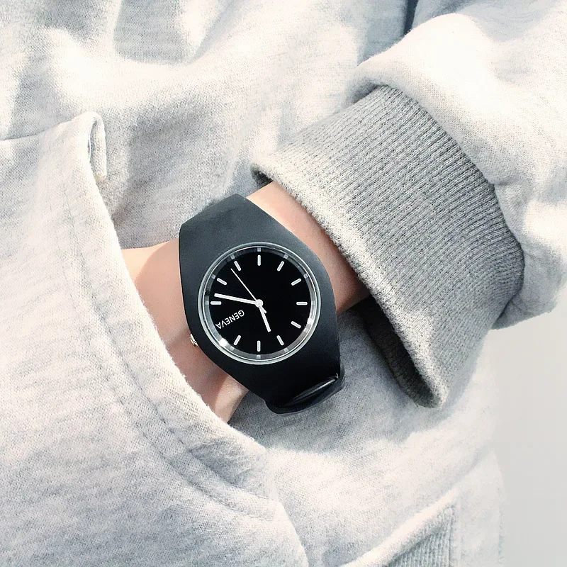Women Cream Color Ultra-thin Gift Silicone Strap Leisure Geneva Sport Wristwatch Women Watch