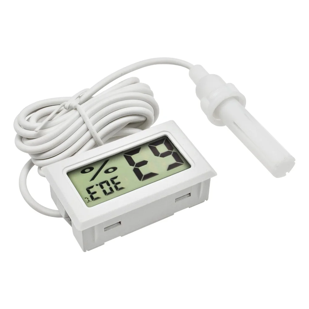 FY-12 Mini LCD Digital Thermometer Hygrometer Gauge Tester Probe Incubator Aquarium Temperature Humidity Meter With Probe 1.5m