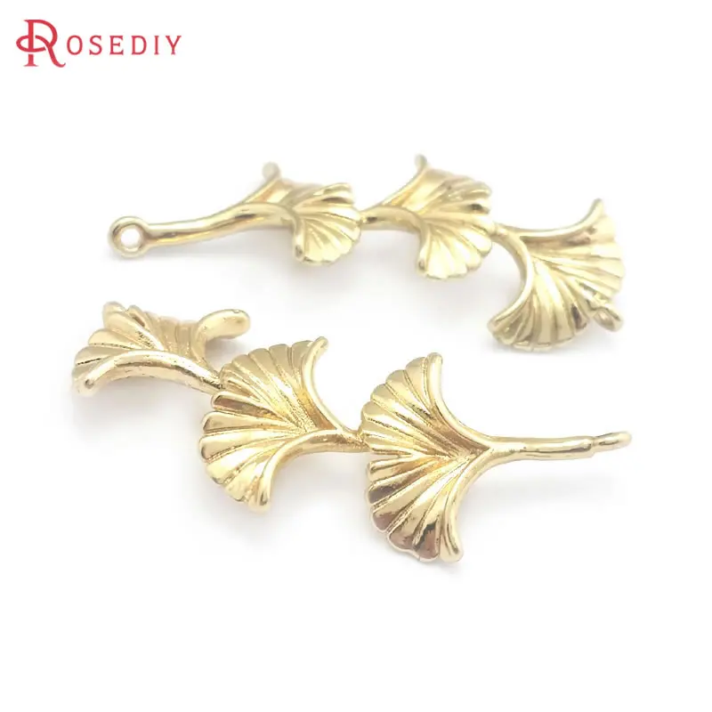 10PCS 18K Gold Color 2 Holes Ginkgo Leaves Connect Charms Pendants High Quality Necklace Accessories Rosediy official-website