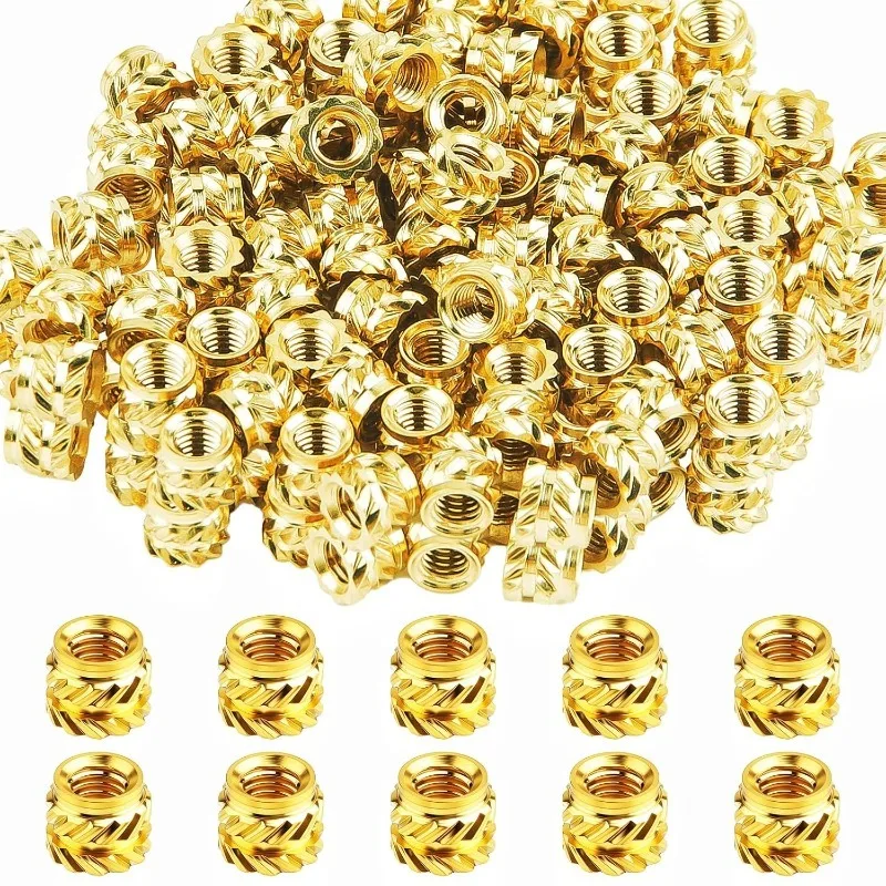 M3X4X5 Heat Insert Embedment Nut M3 Threaded Knurled Brass Screw Nuts 3D Printer Voron 2.4 and Others 50/100 Pcs