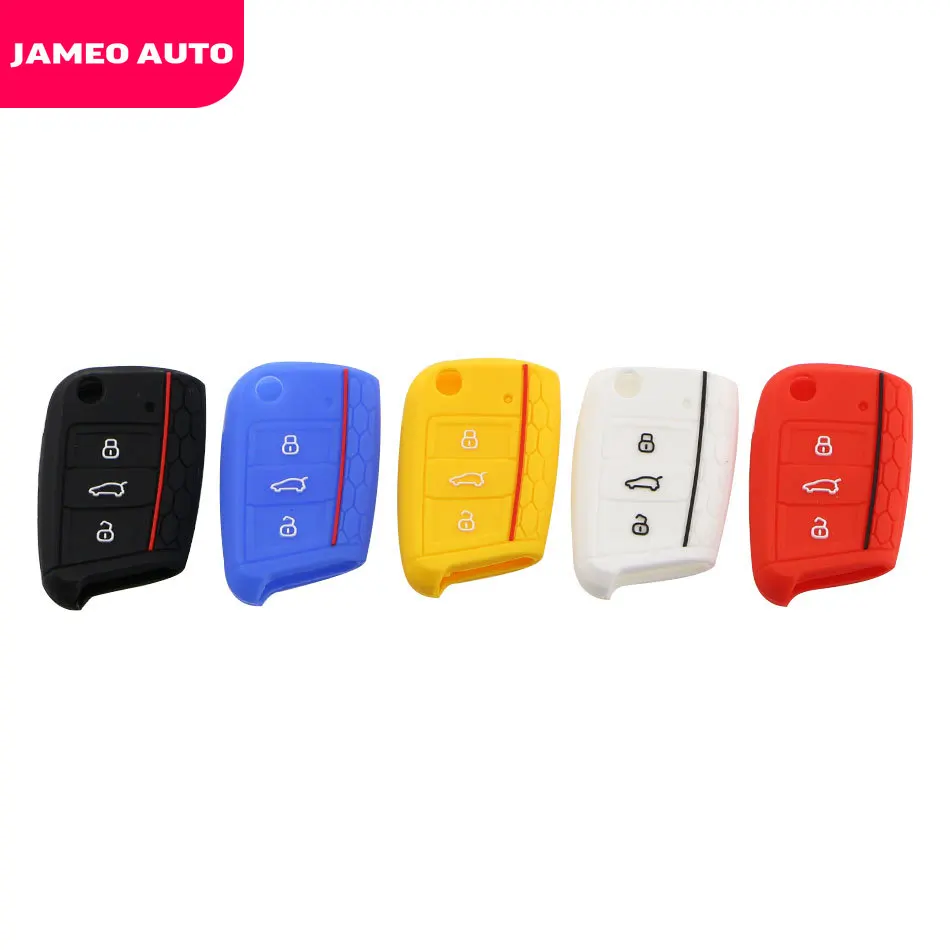 3 Button Flip Key Silicone Cover Fit For VW Polo Golf 7 Tiguan for Skoda Octavia Kodiaq Karoq for SEAT Ateca Leon Ibiza