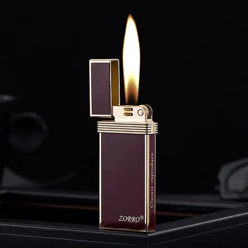 Zorro Z723 retro gold belt inflatable lighter thin creative open flame grinding wheel ignition lighter men's holiday gift