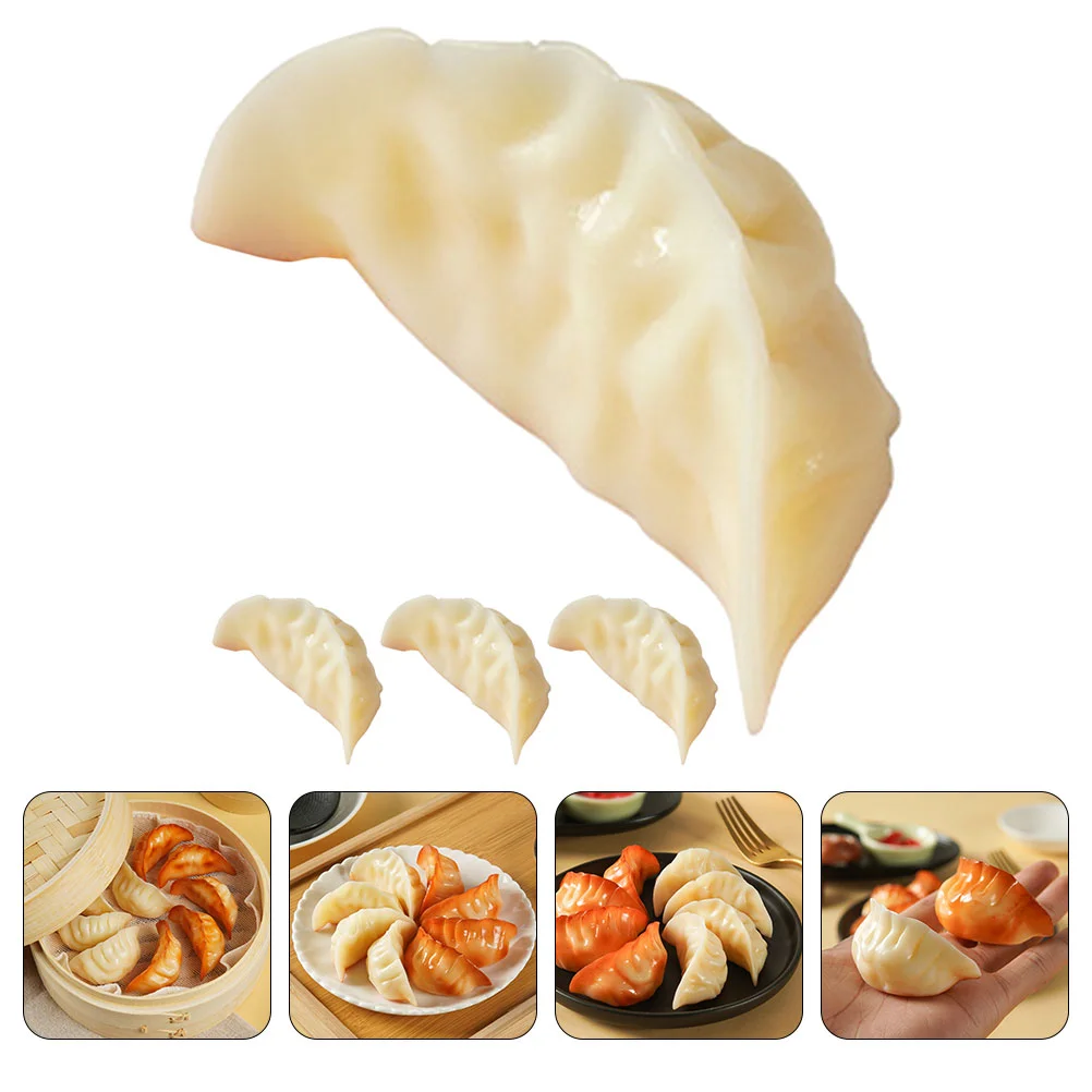 4 Pcs Toy Simulation Dumpling Model Child Clay Figurine Pvc Lifelike Food Models Realistic