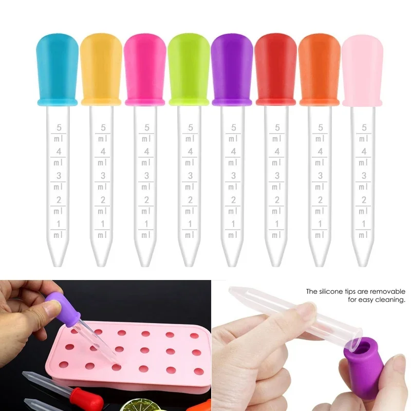 1-14pcs 5ml Small Plastic Graduated Dropper Liquid Eye Ear Pipette Drawing Paint Tools Lab Experiment Toys For Children  Gift