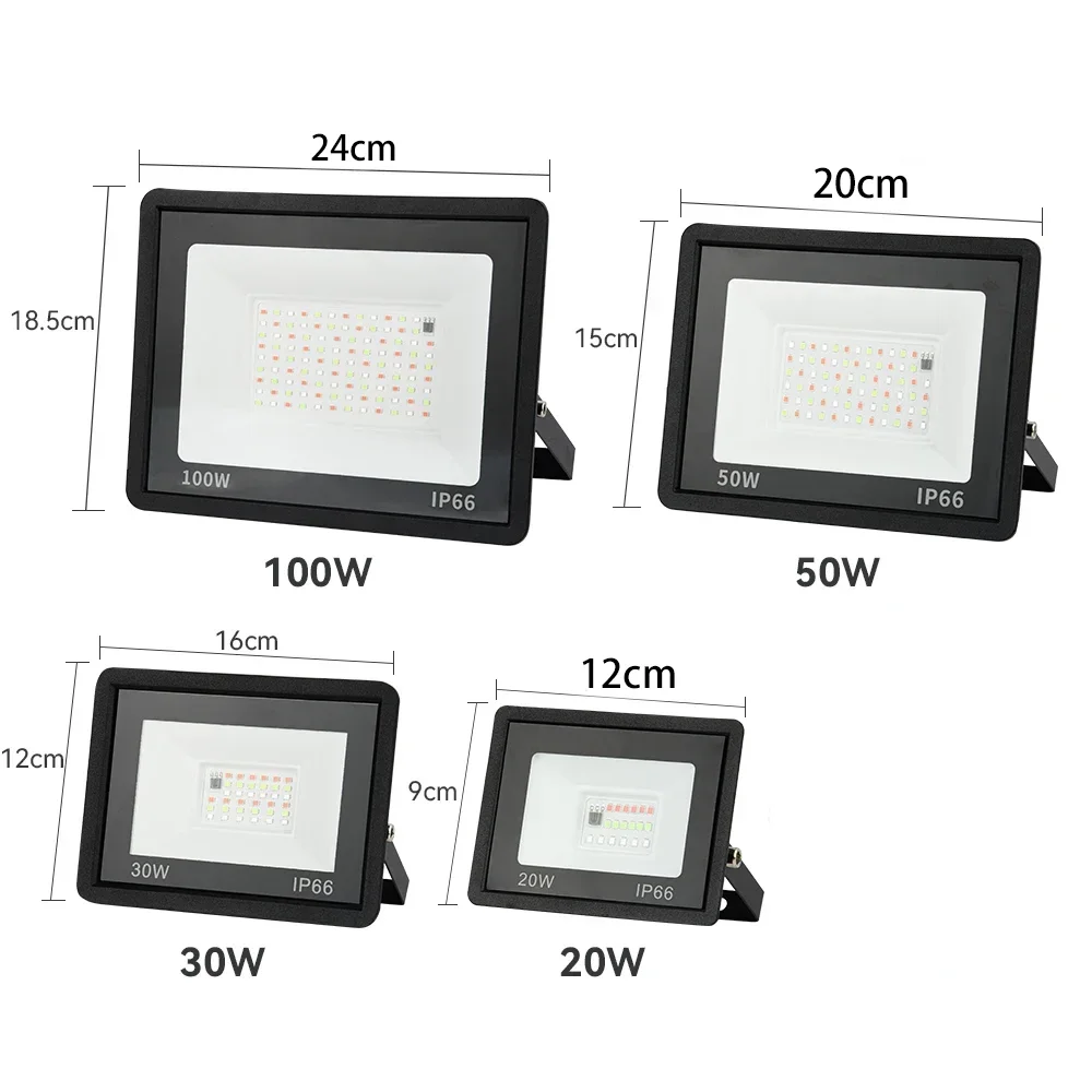 Imagem -06 - Refletor Led Rgb Floodlight Iluminação Exterior Refletor de Paisagem Impermeável ac 220v 20w 30w 50w 100w Ip66