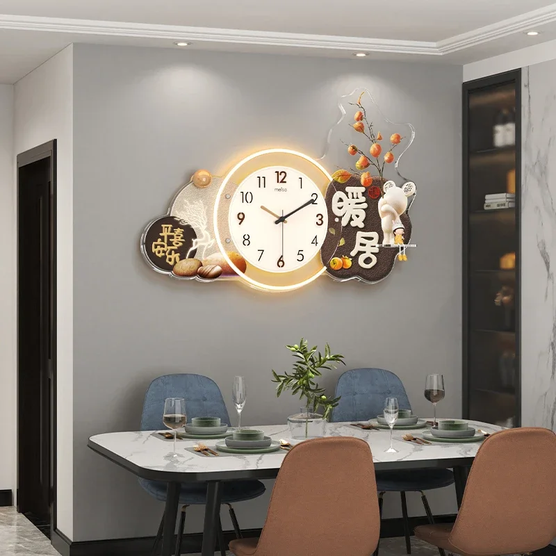 Nature Living Room Kitchen Wall Clock Light Style Art Digital Wall Clock Luxury Cute Design Orologio Da Parete Home Decoration