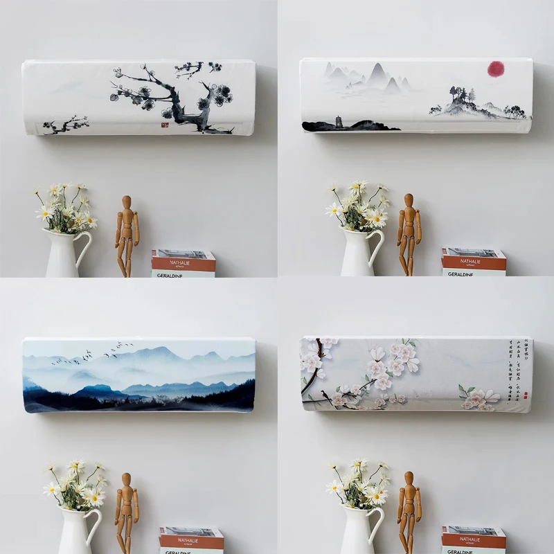 New Chinese Style Hanging Air Conditioner Cover Fresh Pattern Air Conditioning Protector Wall Mounted Air Conditioning Cover