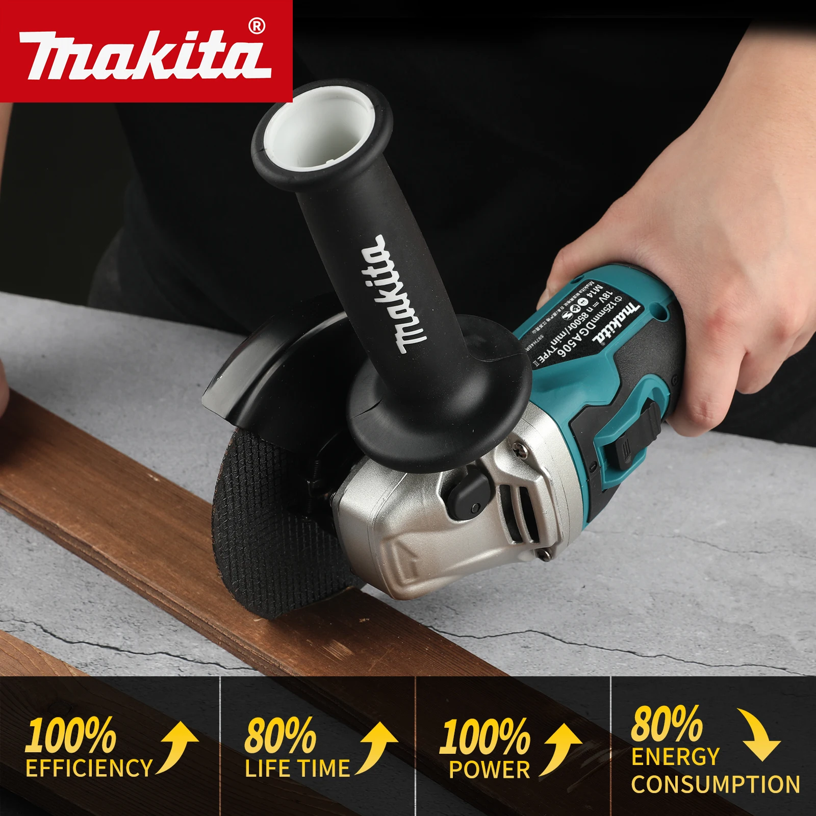 DGA504 Brushless Electric Angle Grinder Rechargeable Cutting Machine High Power Polishing Machine For Makita 18v Battery Pins