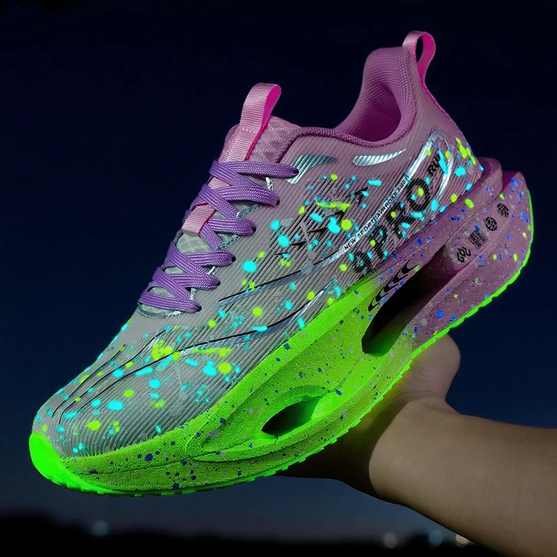 

New Soft Sole Cushioning Men's Running Shoes for Women High-quality Road Jogging Shoes Light Comfy Sneakers Reflective Night Run
