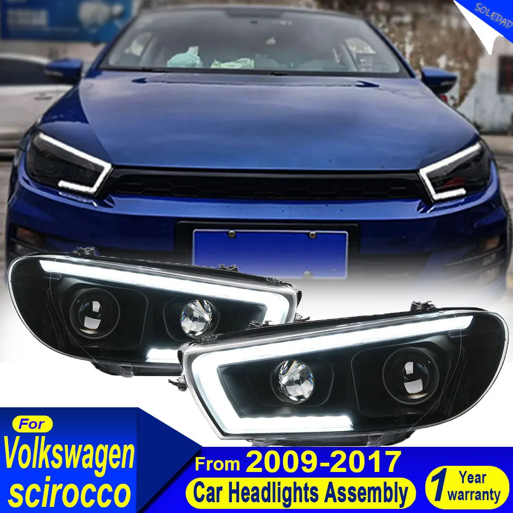 Car For Volkswagen Scirocco Headlights 2009-2017 Upgrade Modified to New DRL Dynamic Turn Signal LED Headlight Auto Accessories