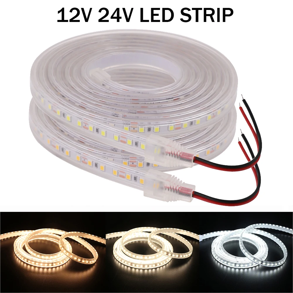 

12V 24V LED Strip Light SMD2835 120Leds/m Flexible LED Tape IP67 Waterproof LED Stripe Light 3000K 4000K 6000K 1-10m