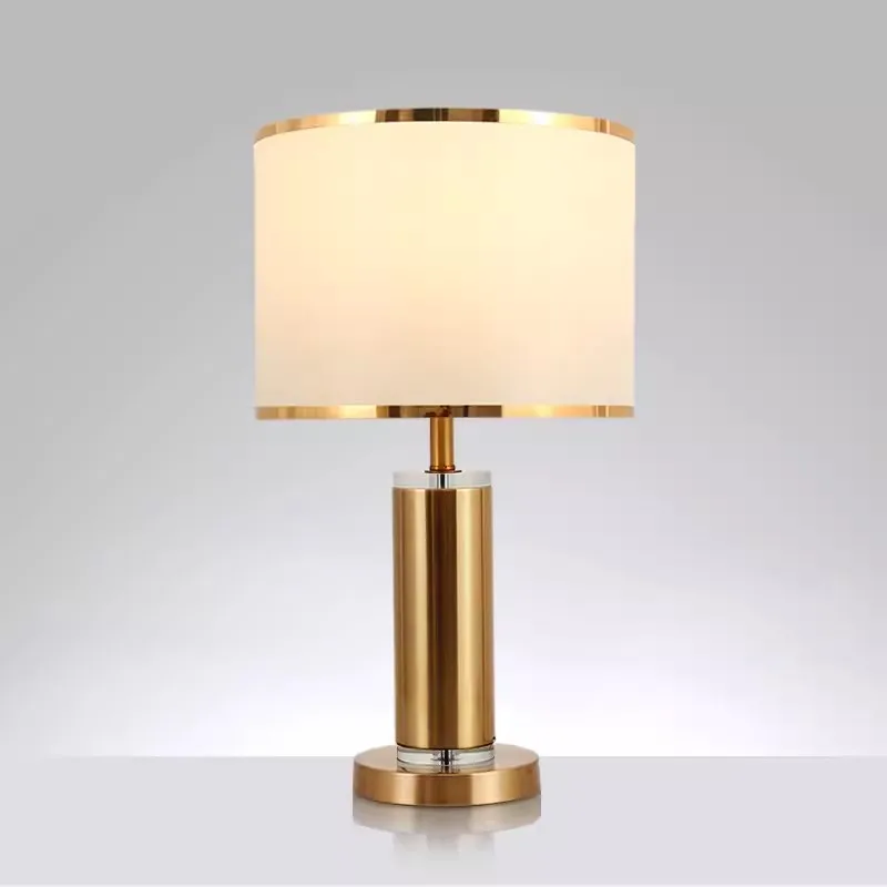 

Nordic Minimalist Bedroom Crystal Table Lamp Warm Fabric Living Room Light Luxury Modern Model Room Bedside Decorative Lamp