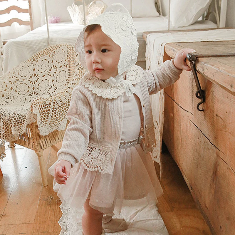 Baby Girls Air Conditioning Shirt Casual Sunscreen Cardigan Coat Infant Baby Cardigan Lace Splicing Long Sleeve Summer Autumn