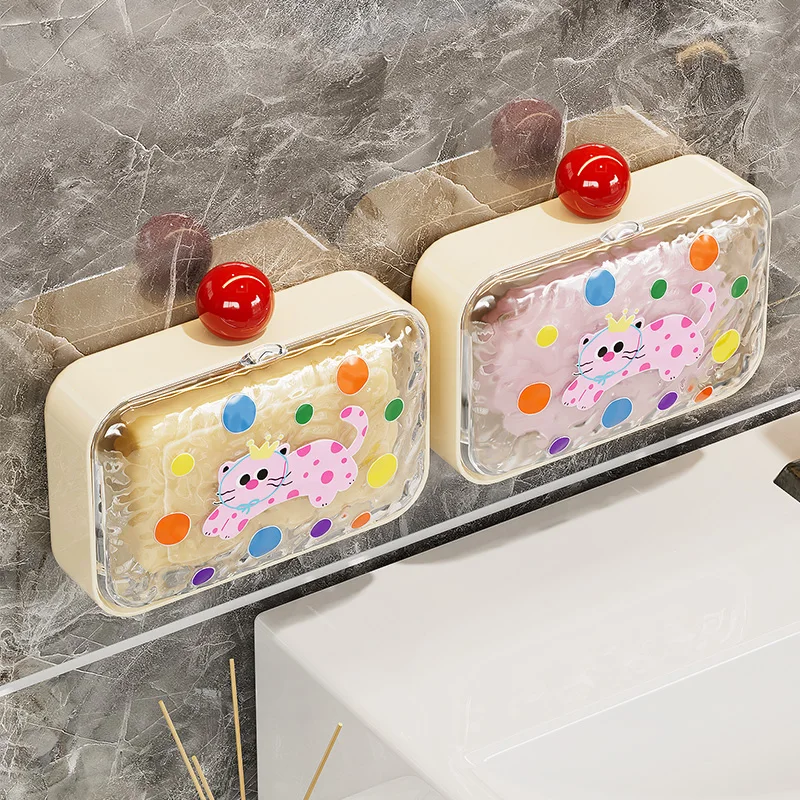 Soap Box Wall Mounted Non Perforated Drain Home with Lid Toilet Storage Rack Soap Box soap holder bathroom Bathroom accessories