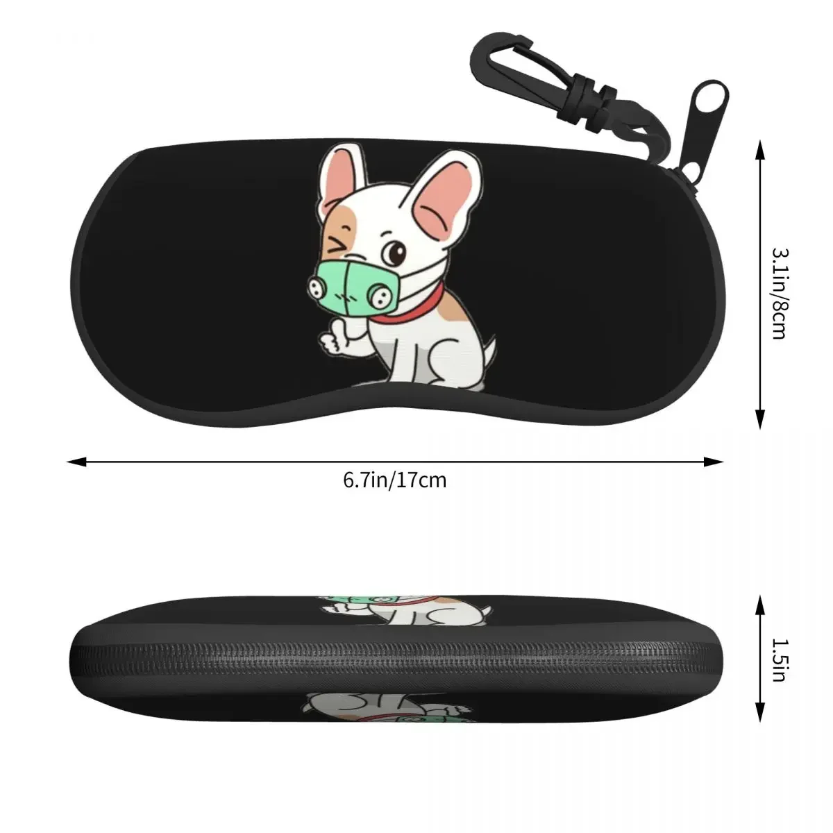 Cute Dog Pug Bulldog French Pet Eyeglass Glasses Case Men Women Soft Trendy Sunglasses Protective Bag