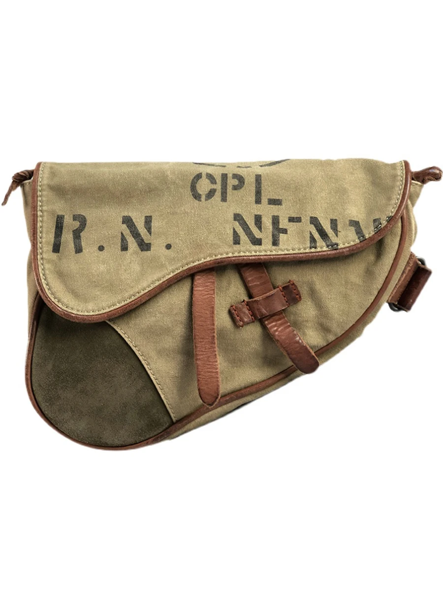 New Fashion 2024 Canvas Leather Designer Shoulder Bag Men Crossbody Bag Vintage Small Outdoor Tactical Bag Sling Bag