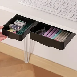 Caja de almacenamiento oculta autoadhesiva, cajón de almacenamiento de escritorio, soporte de mesa de plástico, organizador Simple de artículos diversos, cosméticos y papelería