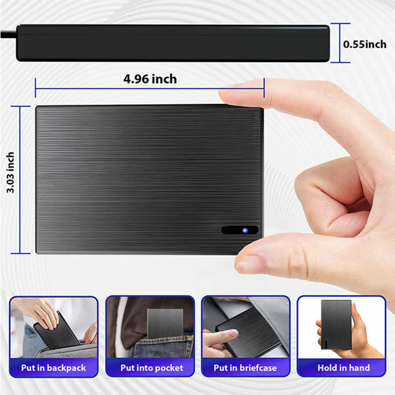 Portable External Hard Drive 1TB Storage Expansion HDD USB 3.0 USB-C for PC, Mac, Desktop, Laptop, PS4, PS5, PlayStation, Xbox