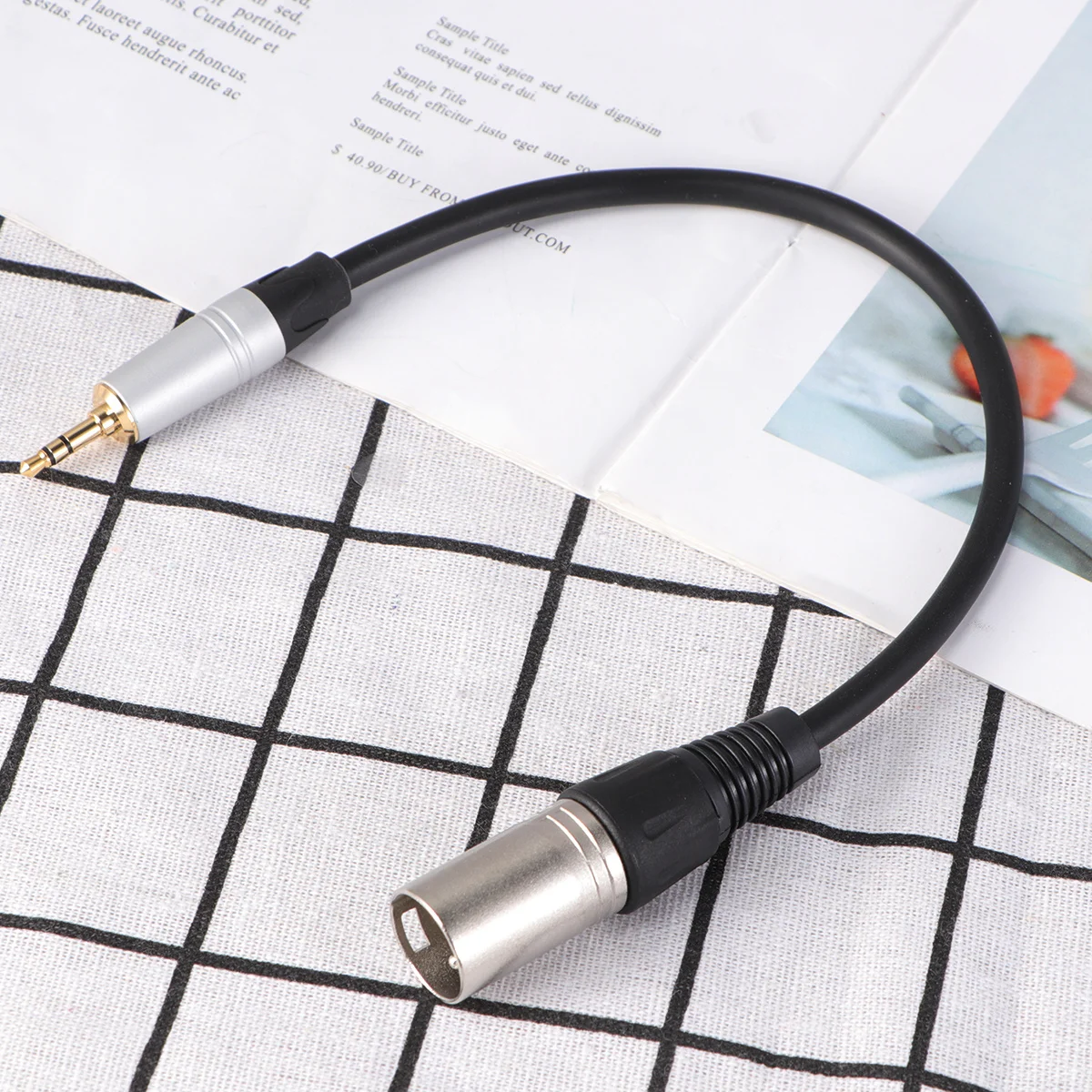 

0.3M 3.5Mm Male To Xlr Male Audio Adapter Cable For Microphone Stereo Splitter Camera Recorder Karaoke System Black