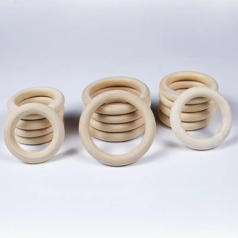 12-125mm Wooden Teething Round Ring Natural Wood Lead-Free Beads For DIY Jewelry Making Handmade Accessories