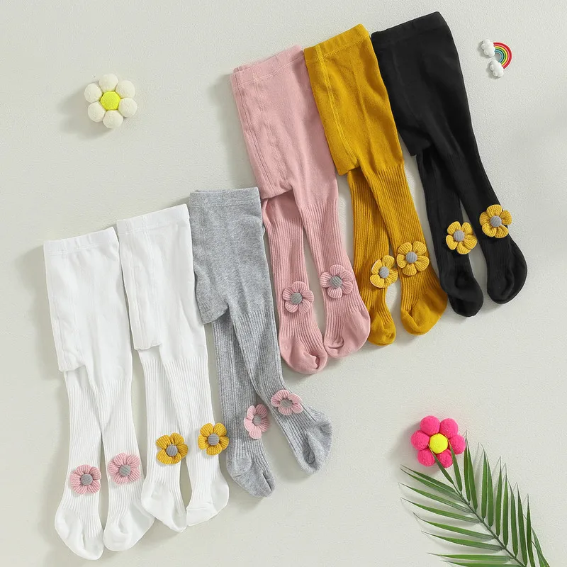 Children Baby Kid Girl Pantyhose Spring Autumn Clothes Elastic Waist Flower Stockings Slim Socks Tights Baby Items