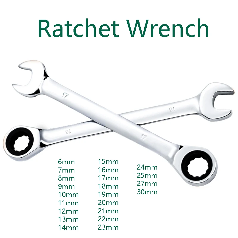 1 ชิ้นประแจวงล้อ Reversible Ratcheting ชุดประแจ, เมตริก Ratcheting ประแจ CRV เหล็กเกียร์ Spanner 72 ฟัน