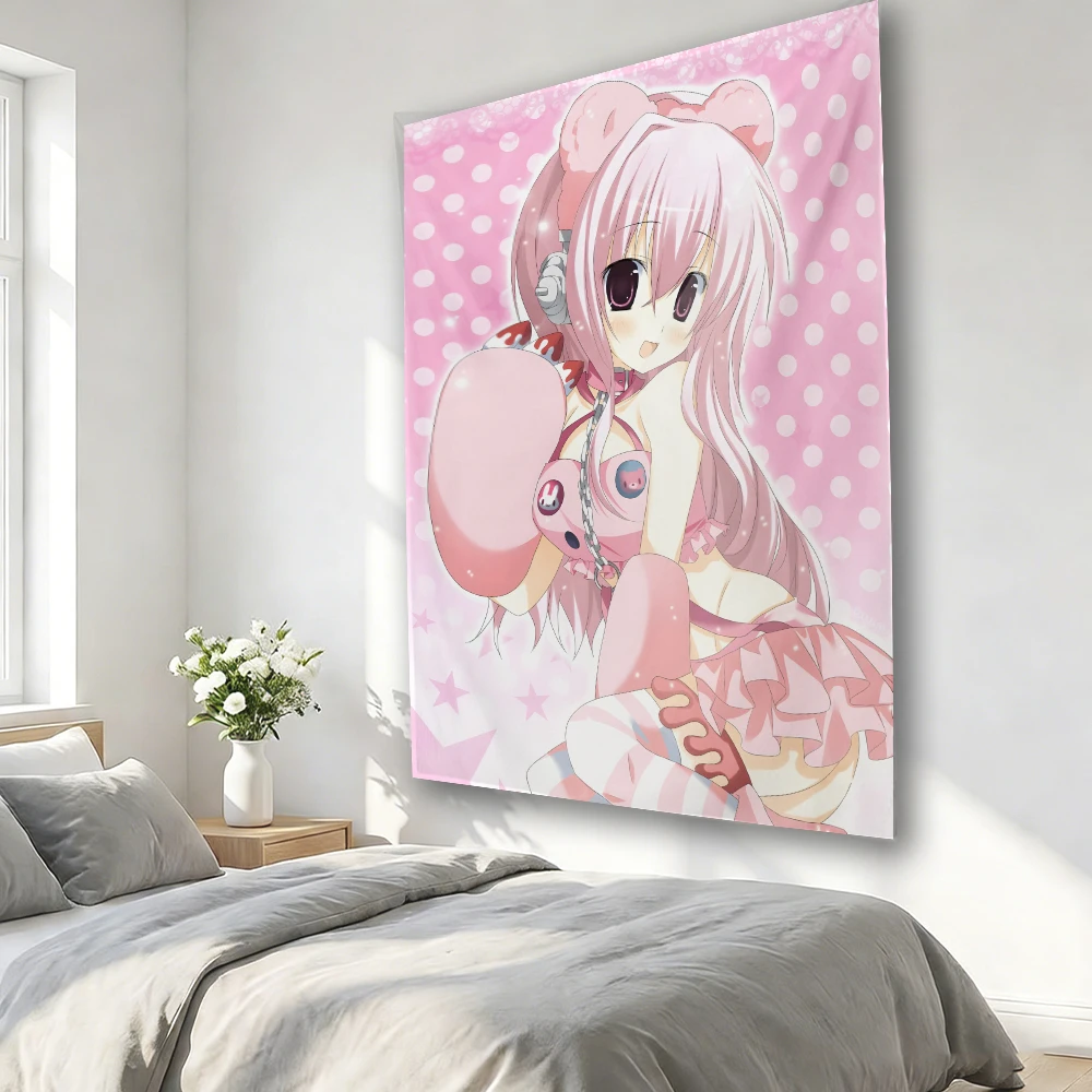 Anime Pink Girl Wandteppich, niedlicher Cartoon-Wandbehang, Kawaii-Raumdekoration, ästhetischer Schlafzimmer-Hintergrund, Heim-Wandtuch-Poster – Detail 1