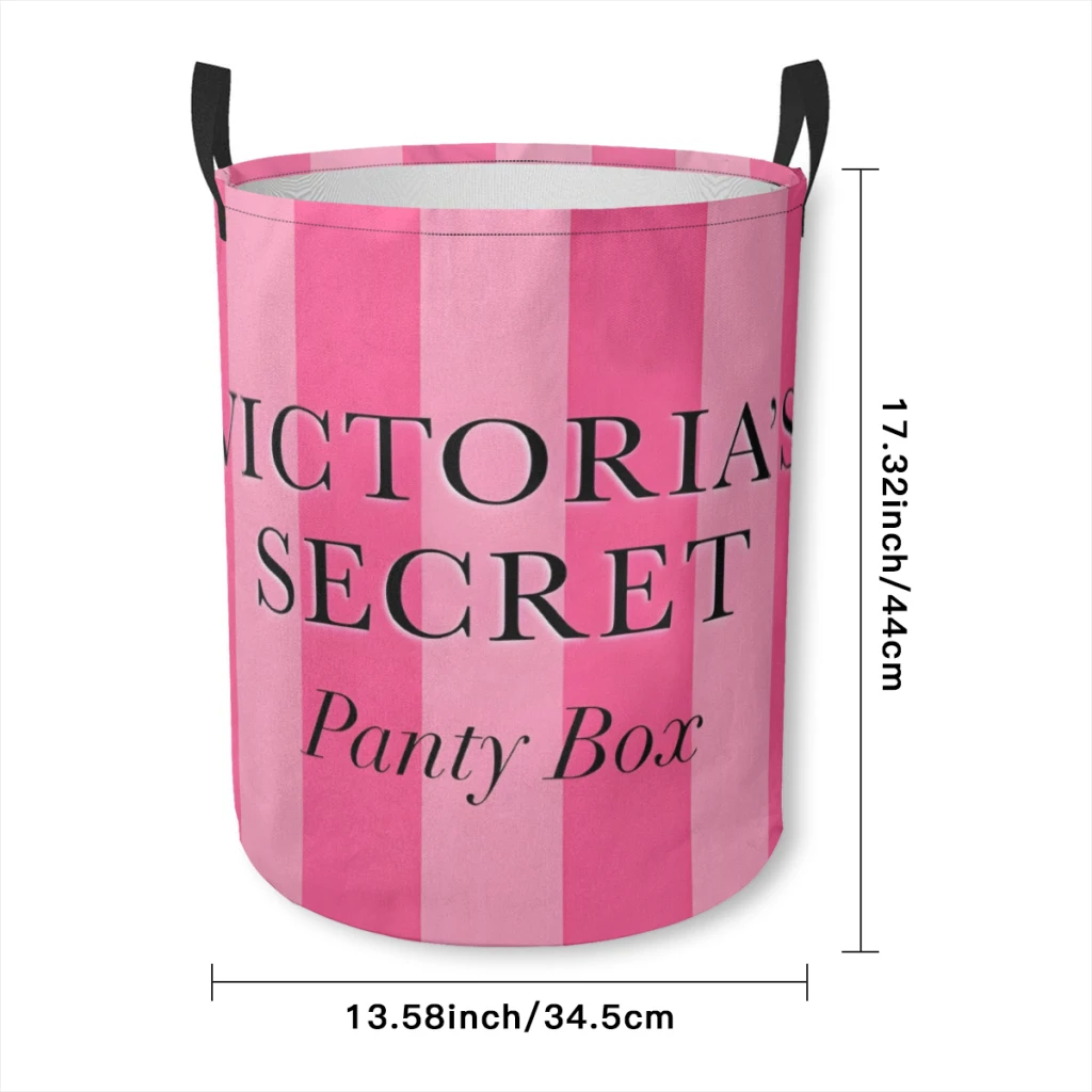 Household Fabric Dirty Cloth Basket Storage BucketCute Pink V-Victoria-S-Secret-Style Home Folding Toy Storage Basket