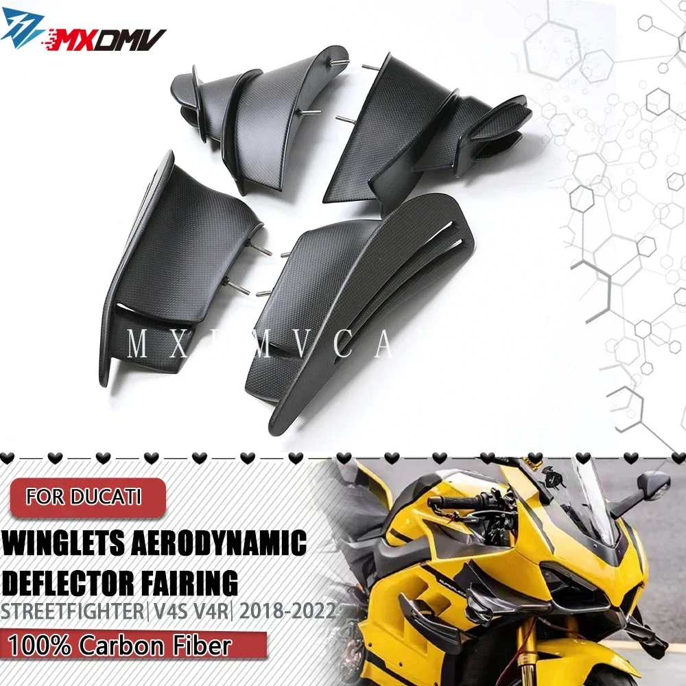 

For Ducati Panigale V4 V4S V4R 2024-2018 Superlegera V4 Motorcycle Parts 3K Carbon Fiber Front cover side fixed wing Fairing Kit