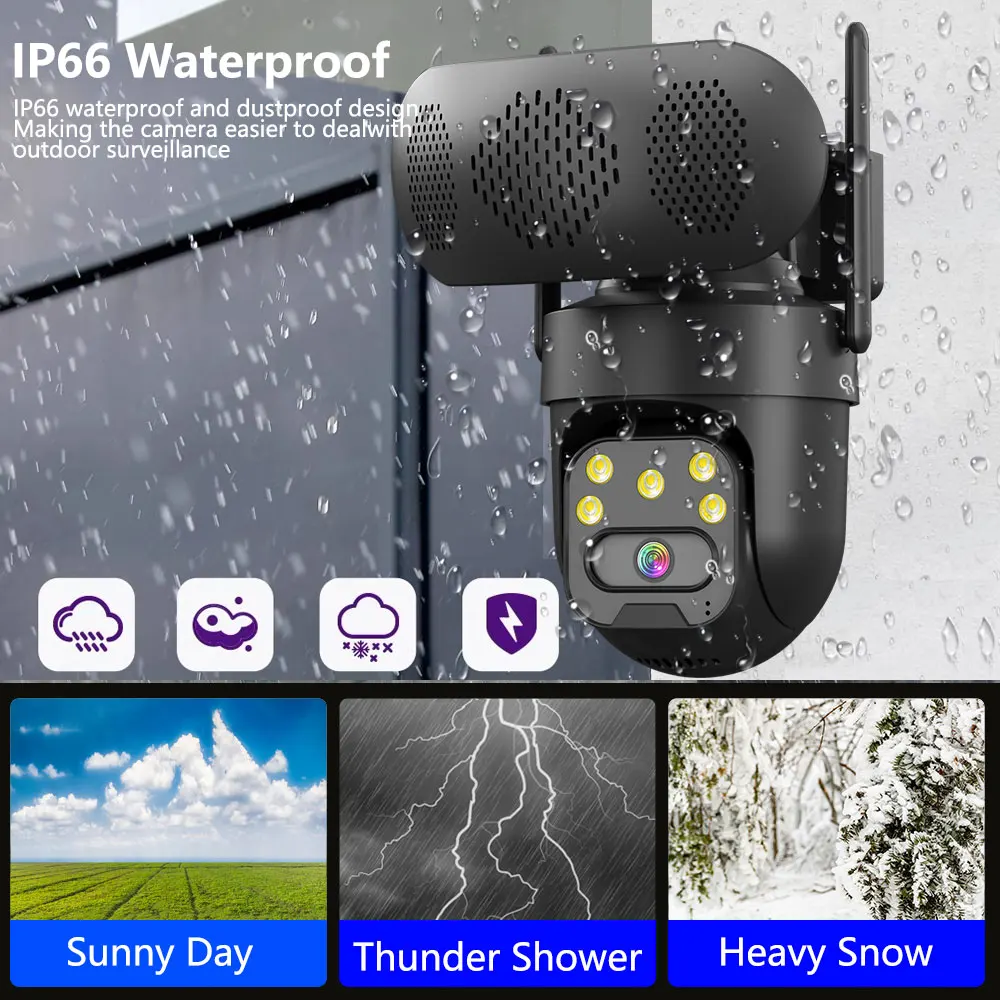 5MP ICSee WiFi IP Camera Bluetooth Loud Speaker Music Player Outdoor Wireless Security PTZ Camera Human Detection Auto Tracking