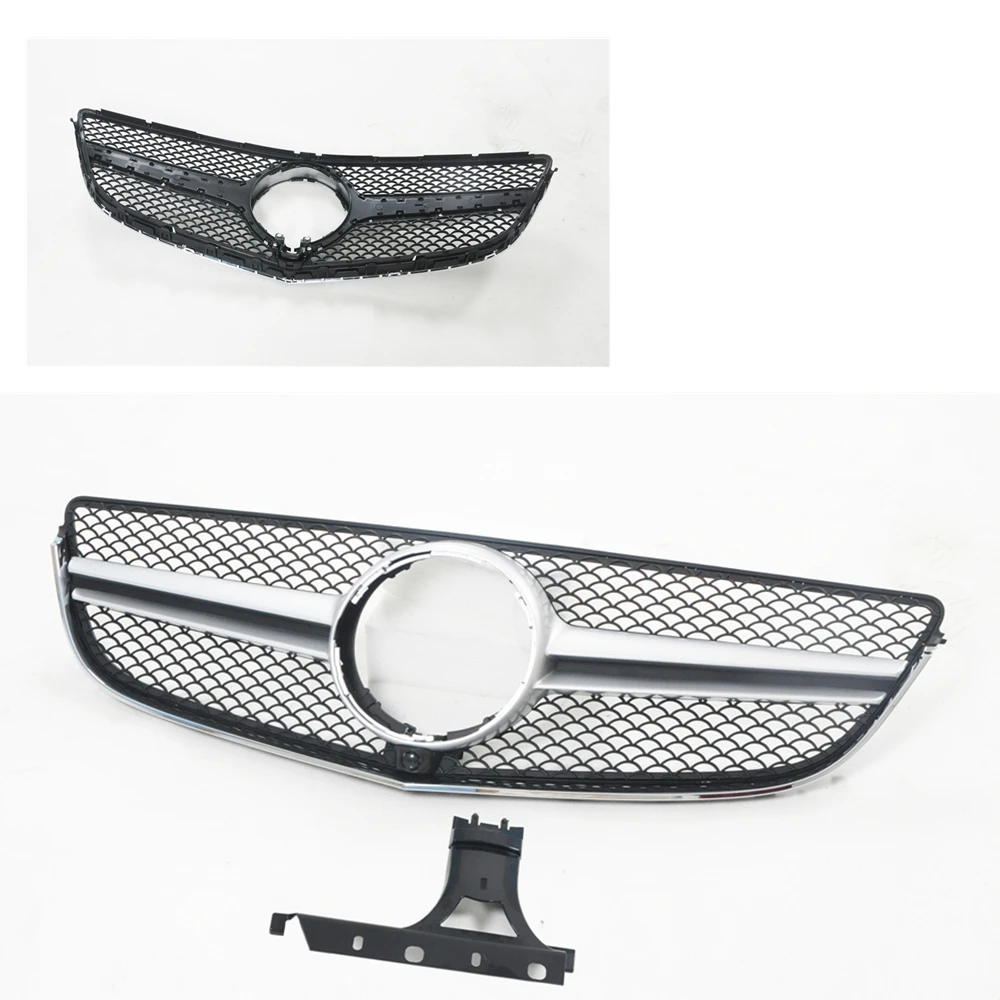 

Car Front Grille Grill Bumper Hood Mesh w/ Camera Hole For Mercedes Benz E Coupe C207 A207 W207 2014-2017 AMG Style