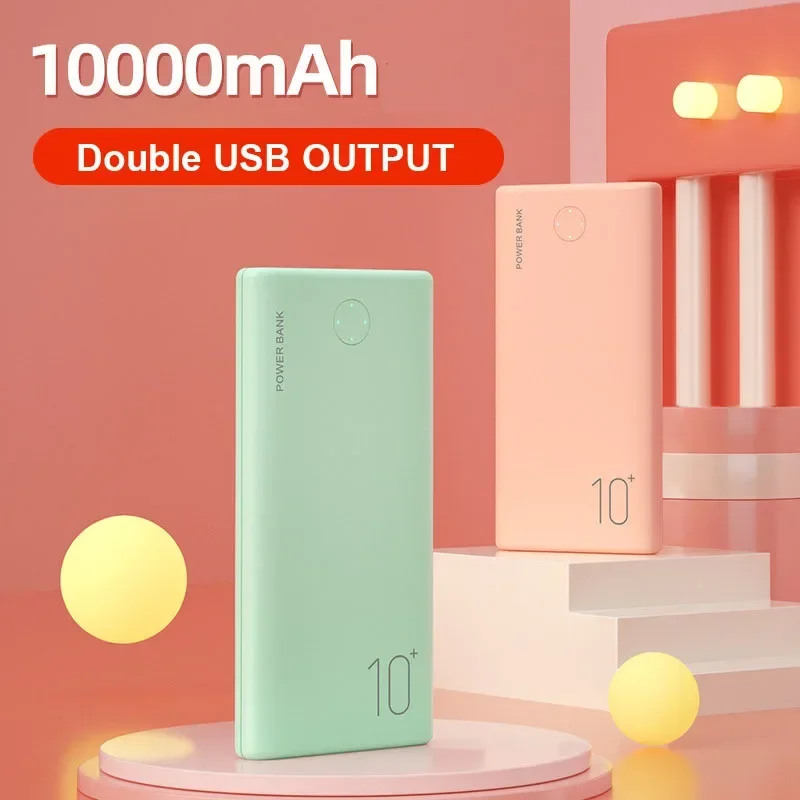 ミニUSBポータブル外部バッテリー,超薄型パワーバンク,デュアルUSB,iPhone, Huawei, Xiaomi,携帯電話用,10000mAh