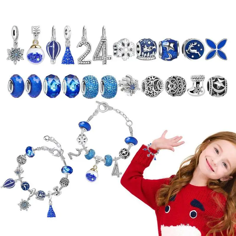 Bracelet Making Kit For Girls 24 Days Countdown To Christmas Advent Calendars Bracelet Making Kit With 2 Bracelets & 22 Beads