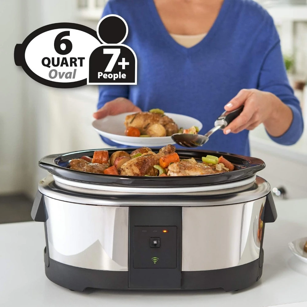 Slow Cooker programmabile da 6 litri e lavori di scaldavivande, pentole Slow in acciaio inossidabile