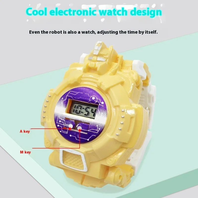 Children Watches Student Toys Kids Deformation Robot Creative Cartoon Electronic Girl Boy Birthdays Gift Watch Models Morphing