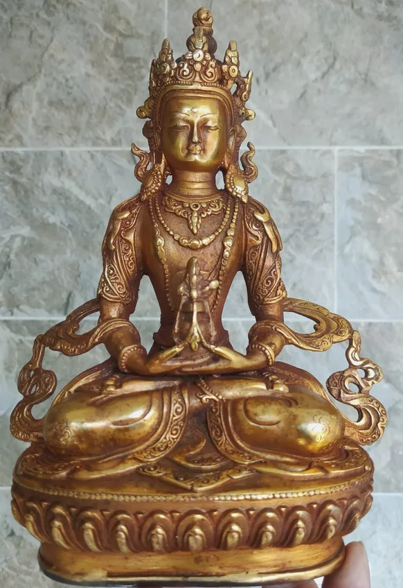 

Vintage Bronze statues Gilt Amitayus longevity God Buddha Amitābha old statues