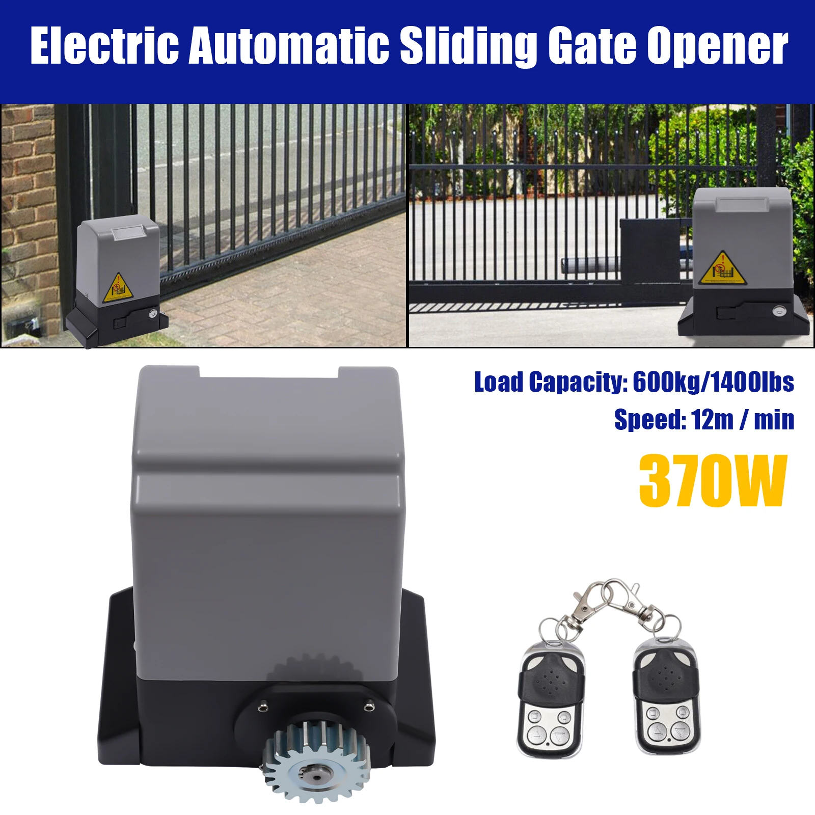 

【Optional】550W/370W/7500W 1200KG Sliding Gate Opener Electric Automatic Motor Remote Kit Heavy Duty Door Opener