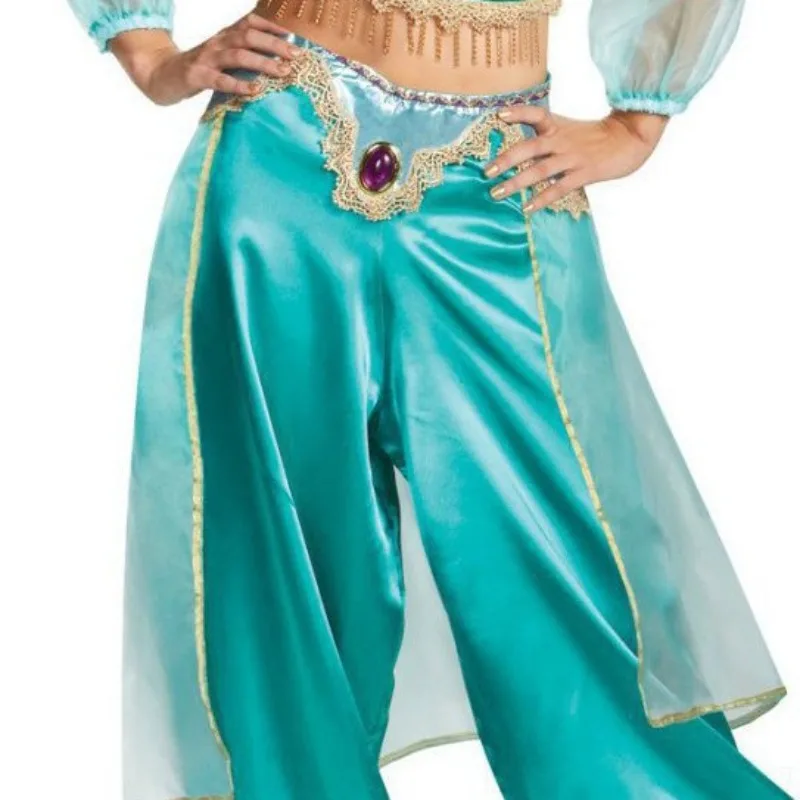 Halloween Costume with Exquisite Princess Jasmine Dress for Women Aladdin Cosplay Prium Day Cosplay