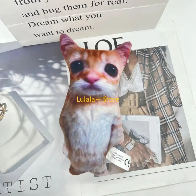 Y4QA وسادة قطط لطيفة من القطيفة، صغيرة واقفة وناعمة، هدية تزيين المنزل