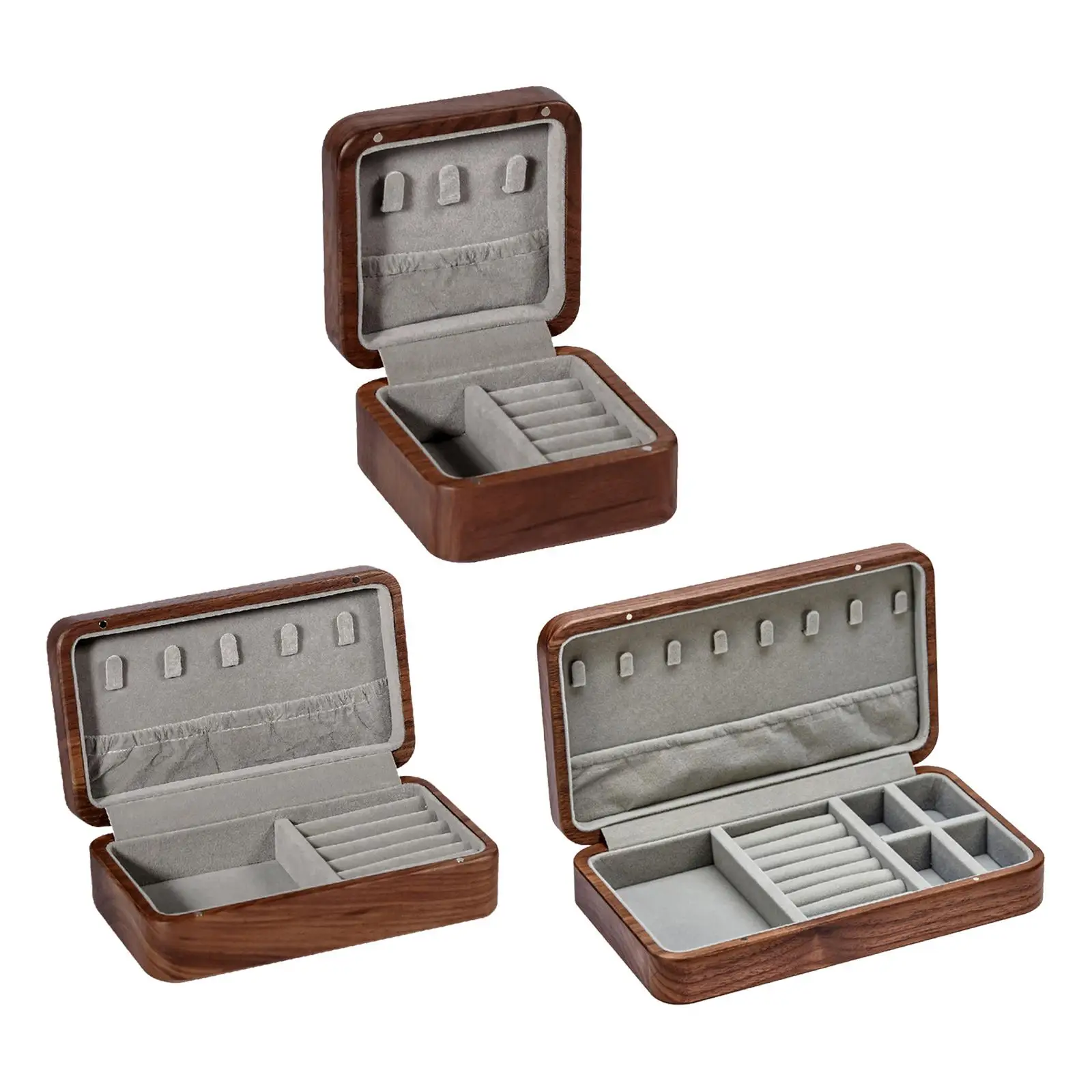 Walnut Jewelry Organizer Handmade Display Box for Cufflinks Hairpins Rings