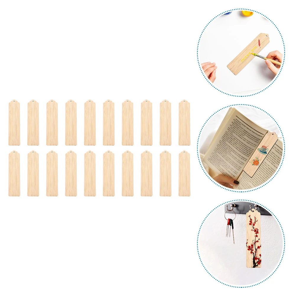 

20pcs Carving Bookmarks Creative Wood Wooden Craft Bookmarks Blank Unfinished Craft Tags for Home Gifts Students