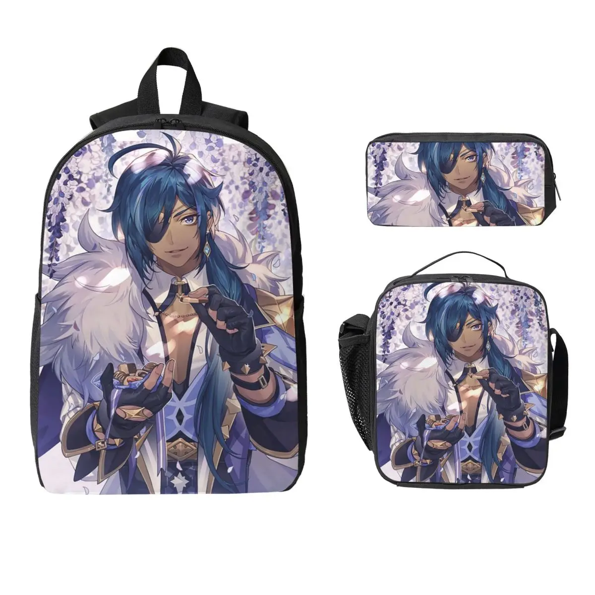 

Kaeya Game Genshin Impact Anime Backpack Boys Girls BookBag School Bag Laptop Shoulder Bags 3ps Insulated Lunch Bag Pencil Case