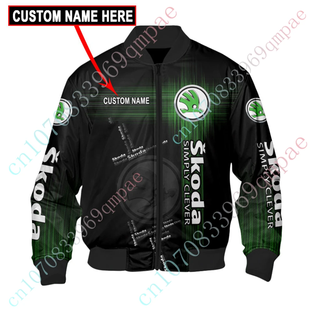 Skoda Windbreaker Bomber Jacket  Thick Coats Techwear Baseball Uniform Harajuku Parkas Jackets For Men's Clothing Custom Logo