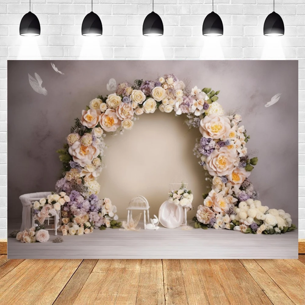 Floral Flowers Bridal Shower Photography Backdrop Spring Scenery Newborn Baby Shower Birthday Wedding Portrait Background