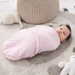 Baby Sleeping Bag Dotted Velvet Newborn Swaddles Infant Sleepsack Anti-kick Hooded Swaddle Warm Soft Fleece Blanket